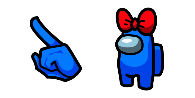 Among Us Blue Character with Red Bow Hatcustom cursor pack