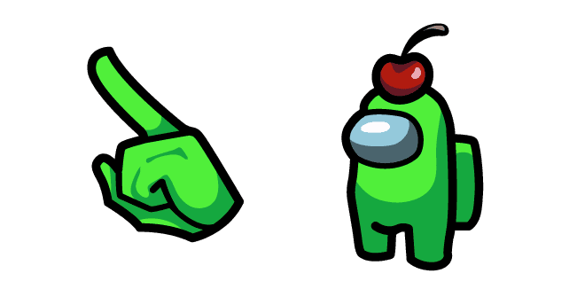 Among Us Lime Character in Cherry Hatcustom cursor pack