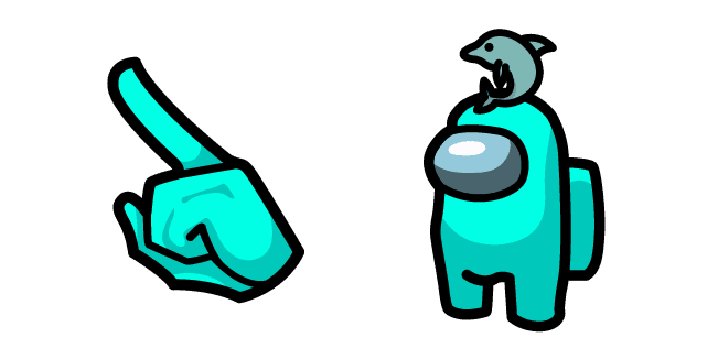 Among Us Teal Character in a Dolphin Hatcustom cursor pack