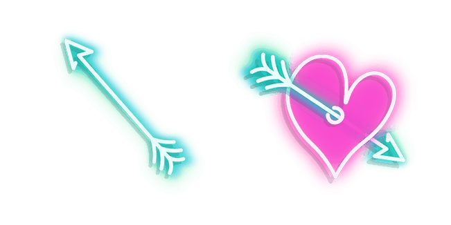 Blue Arrow and Pink Heart with Arrow Neoncustom cursor pack