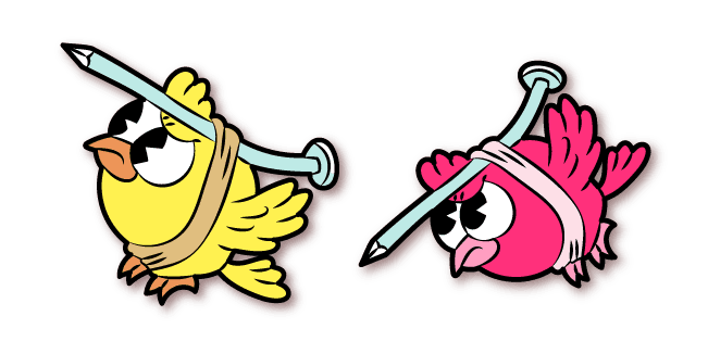 Cuphead Yellow and Pink Nail Birdscustom cursor pack