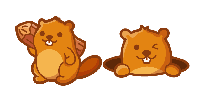 Cute Beaver With Tree Logcustom cursor pack