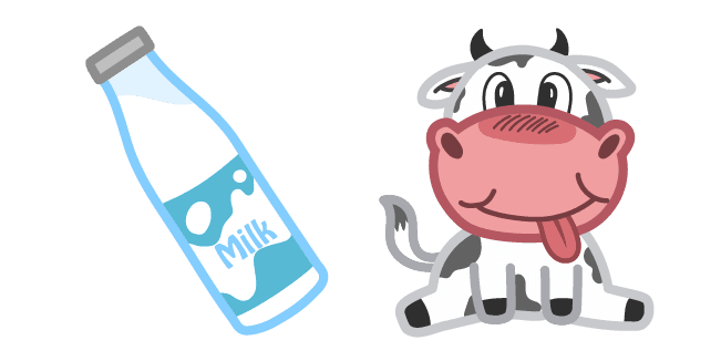 Cute Cow and Milkcustom cursor pack