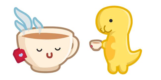 Cute Dino with Cup of Teacustom cursor pack