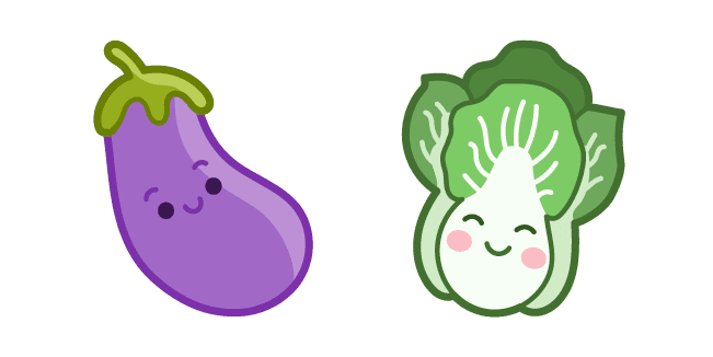 Cute Eggplant and Lettucecustom cursor pack