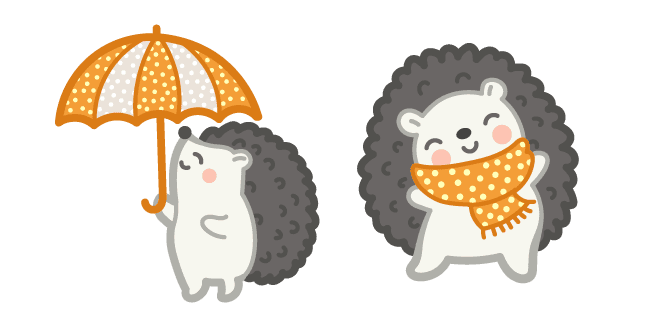 Cute Hedgehog With Umbrella and Scarfcustom cursor pack