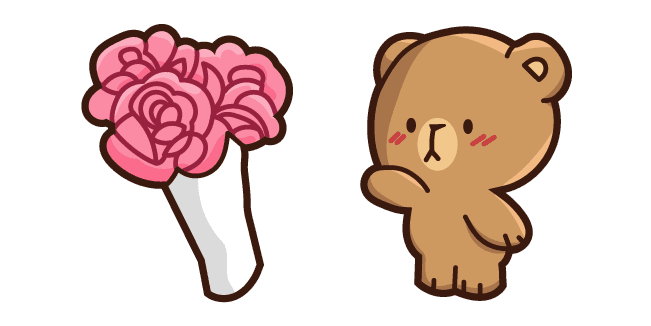 Cute Mocha Bear and Flowerscustom cursor pack