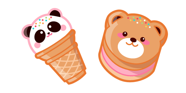 Cute Panda Ice Cream and Bear Pancakescustom cursor pack