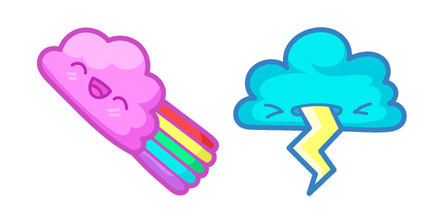 Cute Rainbow Cloud and Storm Cloudcustom cursor pack