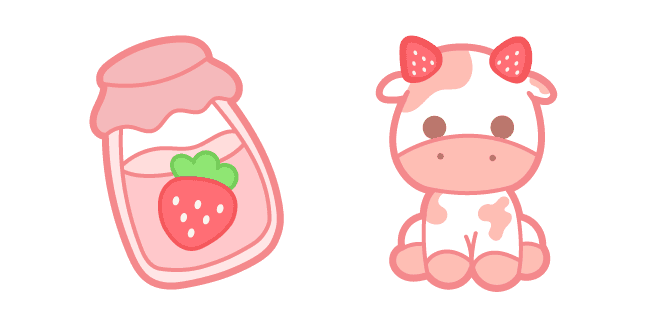 Cute Strawberry Cow and Jamcustom cursor pack