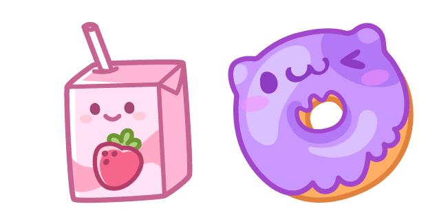 Cute Strawberry Milk and Donutcustom cursor pack