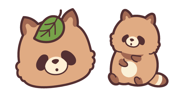 Cute Tanuki and Leafcustom cursor pack