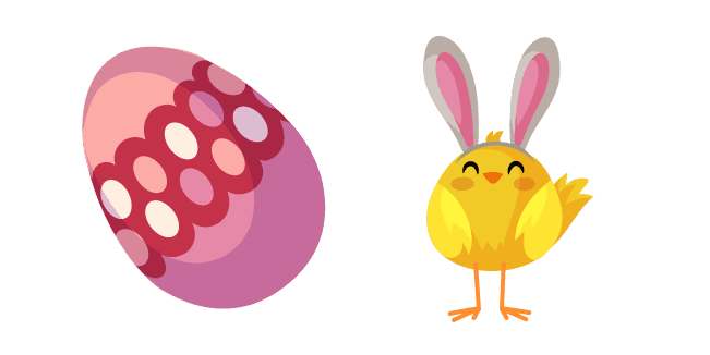 Easter Chick Wearing Bunny Ears and Pink Eggcustom cursor pack