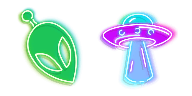 Green Alien and Purple UFO Neoncustom cursor pack