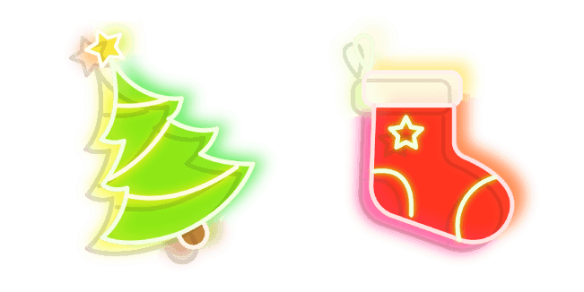 Green Christmas Tree and Red Stocking Neoncustom cursor pack