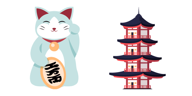 Japan Maneki-Neko and Pagodacustom cursor pack