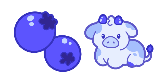 Kawaii Blueberry Cow and Blueberriescustom cursor pack