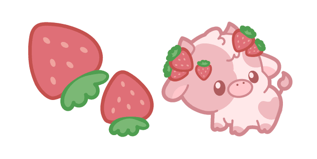 Kawaii Strawberry Cow and Strawberriescustom cursor pack