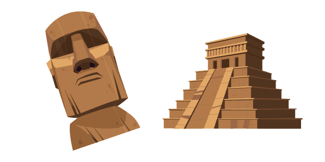 Mayan Pyramid and Moaicustom cursor pack