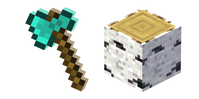 Minecraft Diamond Axe and Birch Logcustom cursor pack