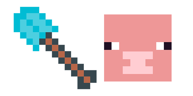 Minecraft Diamond Shovel & Pigcustom cursor pack