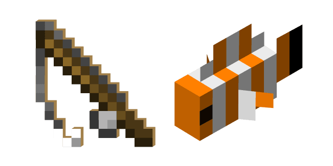 Minecraft Fishing Rod and Clownfishcustom cursor pack