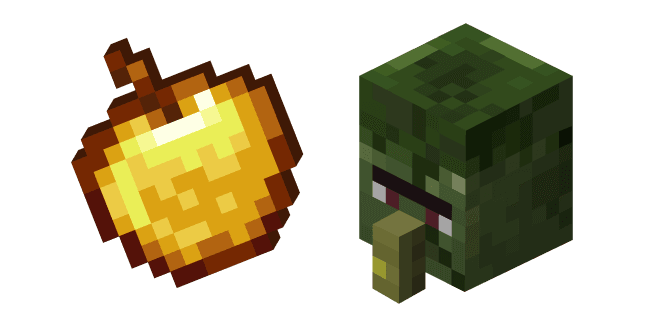 Minecraft Golden Apple and Zombie Villagercustom cursor pack