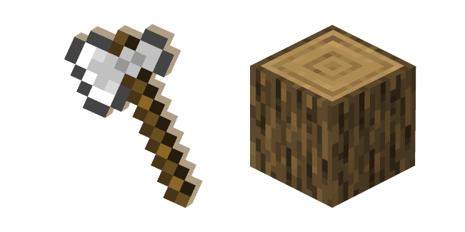 Minecraft Iron Axe and Oak Logcustom cursor pack