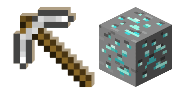 Minecraft Iron Pickaxe and Diamond Orecustom cursor pack