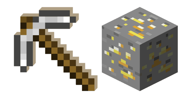 Minecraft Iron Pickaxe and Gold Orecustom cursor pack