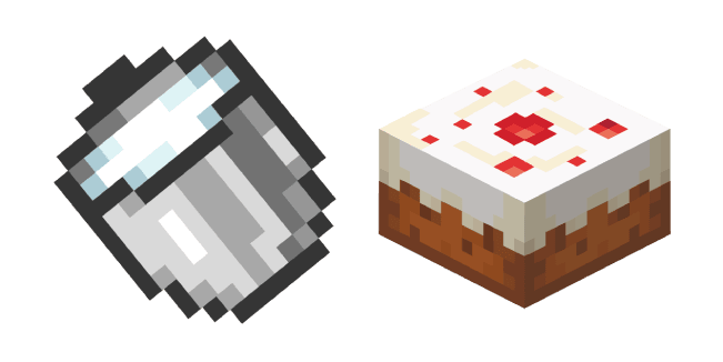 Minecraft Milk Bucket and Cakecustom cursor pack