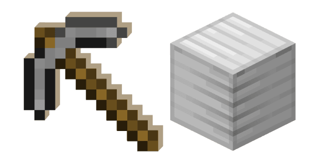 Minecraft Stone Pickaxe and Block of Ironcustom cursor pack