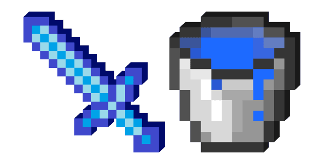 Minecraft Water Bucket and Swordcustom cursor pack