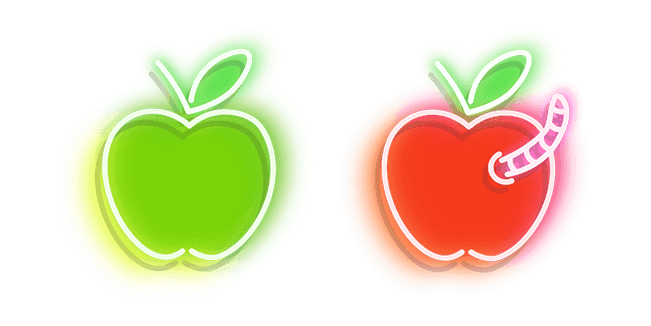 Neon Green and Red Apple with Wormcustom cursor pack