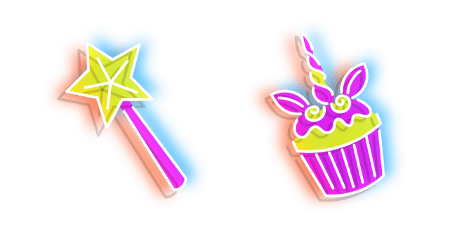 Neon Magic Wand and Cupcakecustom cursor pack