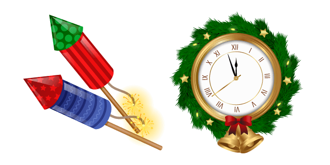 New Year Clock and Fireworkcustom cursor pack