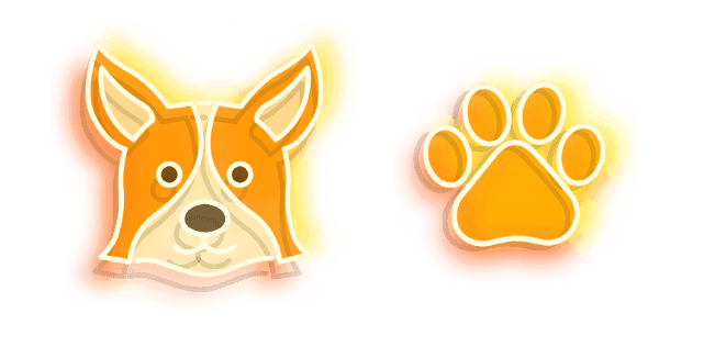 Orange Corgi Dog and Paw Neoncustom cursor pack