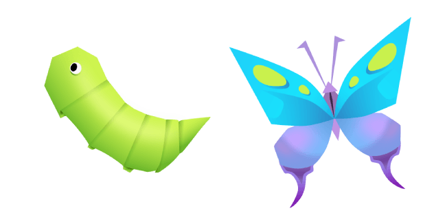 Origami Caterpillar and Butterflycustom cursor pack