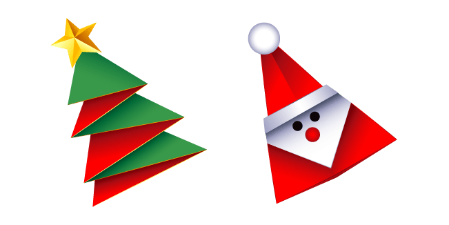 Origami Christmas Tree and Santa Clauscustom cursor pack