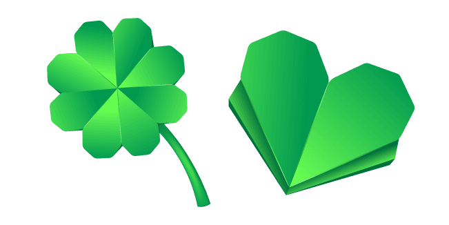 Origami Clover and Green Heartcustom cursor pack