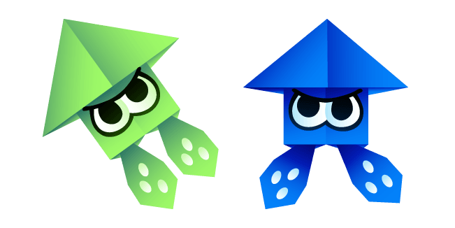 Origami Green and Blue Splatoon Squidscustom cursor pack