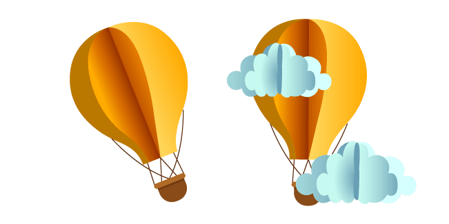 Origami Hot-Air Balloon and Cloudscustom cursor pack