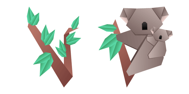 Origami Koala and Eucalyptuscustom cursor pack