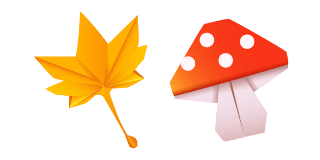 Origami Leaf and Mushroomcustom cursor pack