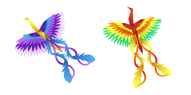 Origami Purple and Rainbow Firebirdscustom cursor pack