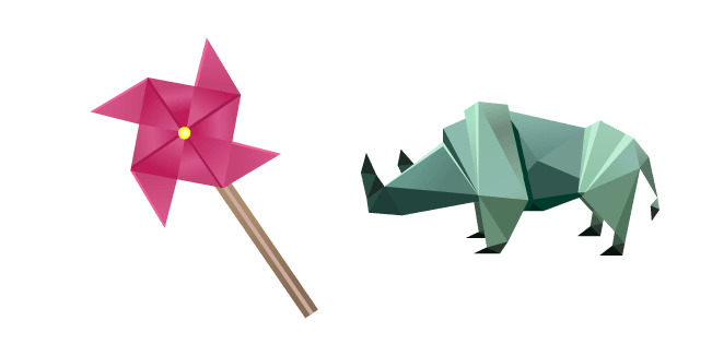 Origami Windmill and Rhinoceroscustom cursor pack