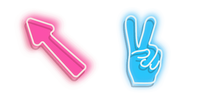 Pink Arrow and Blue Peace Hand Neoncustom cursor pack