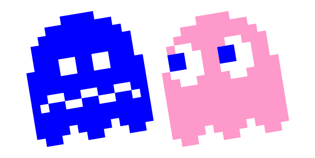 Pixel Pac-Man Pinky and Blue Ghostcustom cursor pack