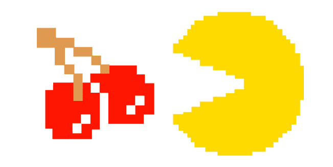 Pixel Pac-Man and Cherrycustom cursor pack