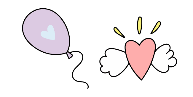 VSCO Girl Balloon and Heart with Wingscustom cursor pack